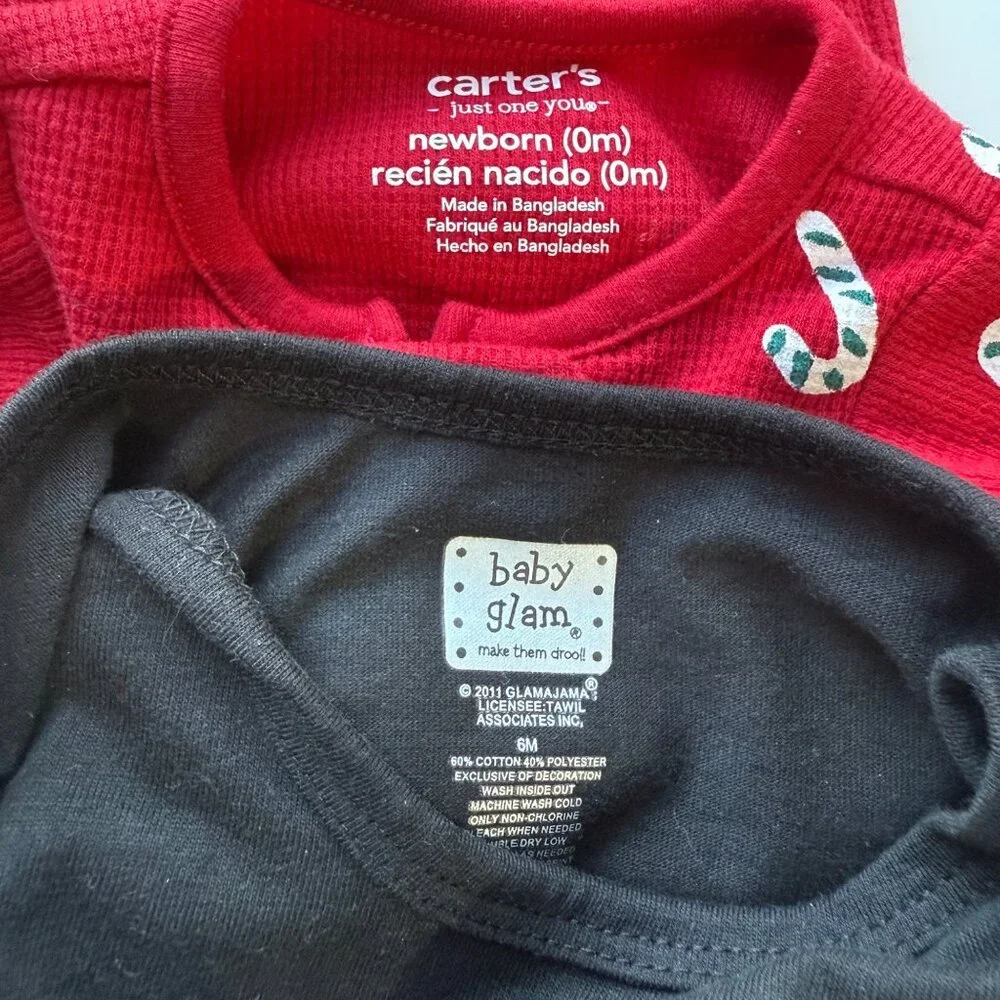 Baby Glam & Carters Bodysuit & Sleepwear Set Unisex NB Black Red 2-Pack